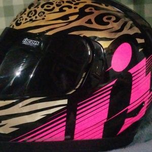 Womens Icon motorcycle helmet.